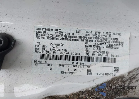 2014 Ford C-Max Hybrid Se из США, поврежденный, VIN 1FADP5AU5EL509735